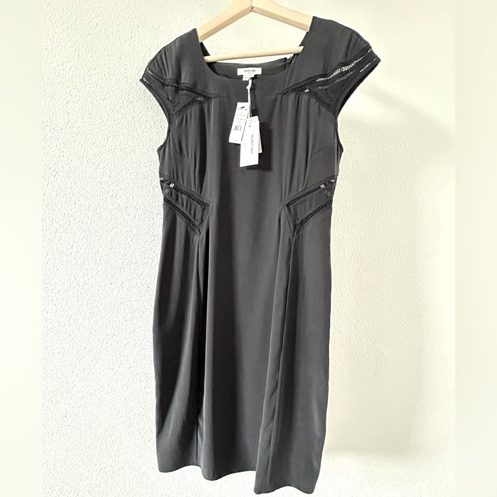 Helmut Lang Black Capped Sleeve Midi Dress